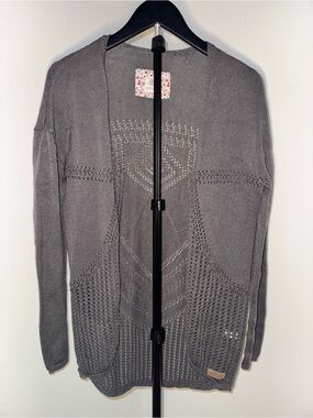 Element Men's Open-Front Gray Knit Cardigan